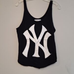 Black Tank Top with Large White NY Logo Sports Wear New York Gear Graphic TANK